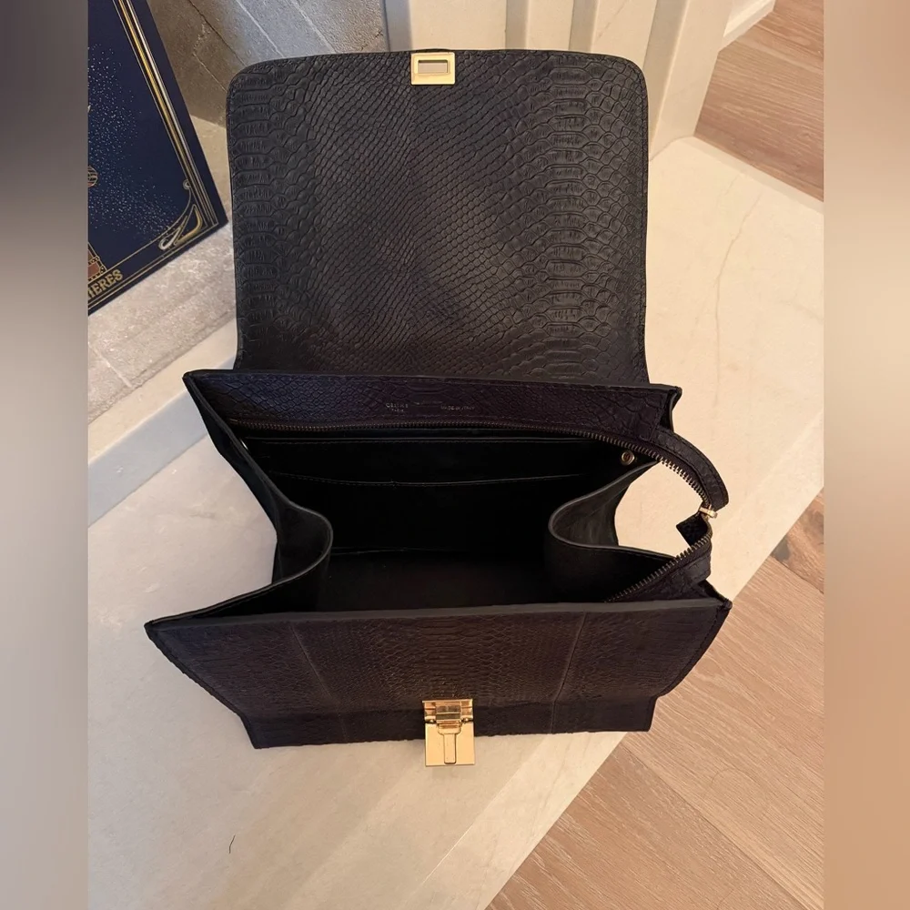 Trapeze python and suede Women's Bag - Picture 4 of 9